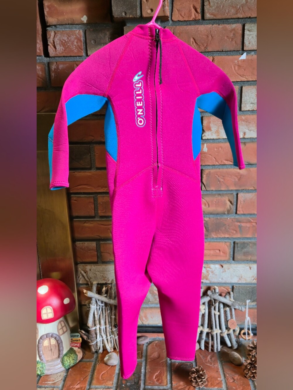 O'Neill Pink and Blue Kids One-Piece Wetsuit